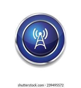 Radio Signal Blue Vector Button Icon