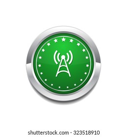 Radio Signal Green Vector Button Icon