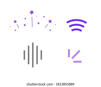 Juego de vectores de señal de radio hotspot, símbolos de arte de línea de radar de antena de radiobalizas o ondas de sonido, pictograma de difusión de podcast, idea de nuevo elemento de brillo, signo inalámbrico