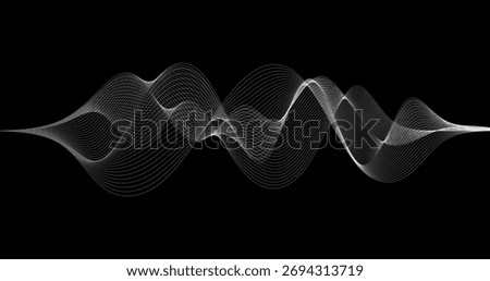 Radio Signal Particles waves on a black background Futuristic technology style