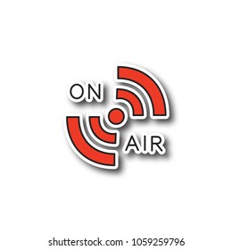Radio signal patch. On air. Hotspot. Color sticker. Vector isolated illustration
