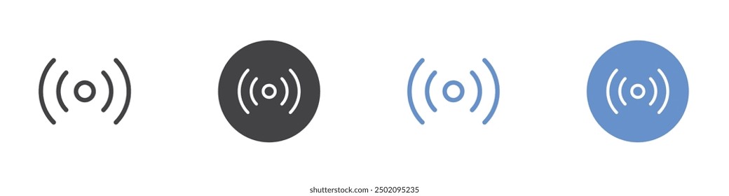 Radio signals icon outline line icon set sign for web app
