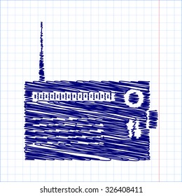 radio silhouette. vector icon with pen effect 