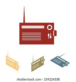 radio silhouette. vector icon  set. Isometric effect