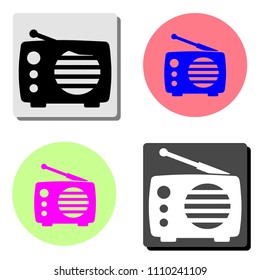 Radio. simple flat vector icon illustration on four different color backgrounds