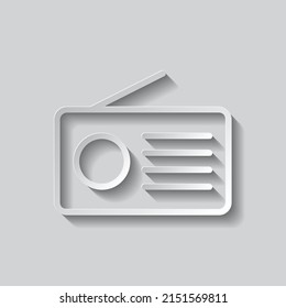 Radio simple icon vector. Flat design. Paper style with shadow. Gray background.ai