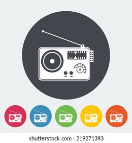 Radio. Single flat icon on the circle. Vector illustration.