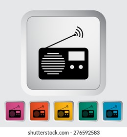 Radio. Single flat icon on the button. Vector illustration.