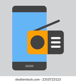 Radio smartphone flat icon, use for website mobile app presentation