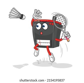 radio smash at badminton cartoon. cartoon mascot vector