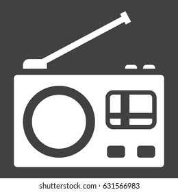 Radio solid icon, communication and website button, vector graphics, a filled pattern on a black background, eps 10.