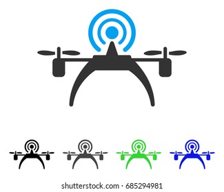 Radio Source Drone flat vector pictograph. Colored radio source drone gray, black, blue, green icon variants. Flat icon style for web design.