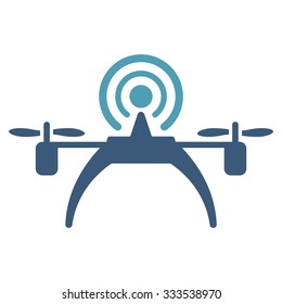 Radio Source Drone vector icon. Style is bicolor flat symbol, cyan and blue colors, rounded angles, white background.