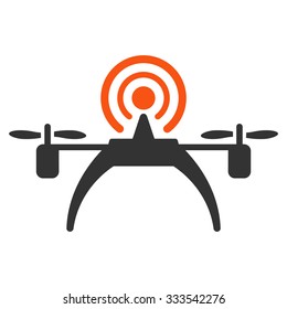 Radio Source Drone vector icon. Style is bicolor flat symbol, orange and gray colors, rounded angles, white background.