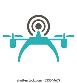 Radio Source Drone vector icon. Style is bicolor flat symbol, grey and cyan colors, rounded angles, white background.