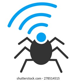 Radio spy bug icon from Business Bicolor Set. This isolated flat symbol uses modern corporation light blue and gray colors.