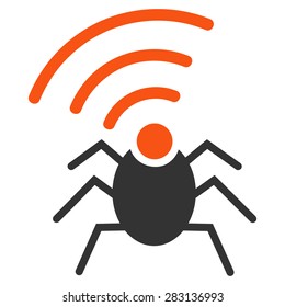 Radio spy bug icon from Business Bicolor Set. Vector style: bicolor flat symbol, orange and gray colors, rounded angles, white background.