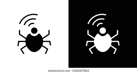 Radio spy bug icon Thin line illustration set