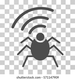 Radio Spy Bug icon. Vector illustration style is flat iconic symbol, gray color, transparent background. Designed for web and software interfaces.