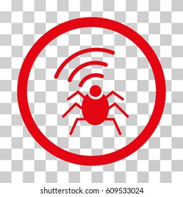 Radio Spy Bug icon. Vector illustration style is flat iconic symbol, red color, transparent background. Designed for web and software interfaces.