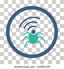 Radio Spy Bug icon. Vector illustration style is flat iconic bicolor symbol, cobalt and cyan colors, transparent background. Designed for web and software interfaces.