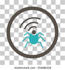 Radio Spy Bug vector pictogram. Illustration style is flat iconic bicolor grey and cyan symbol on a transparent background.