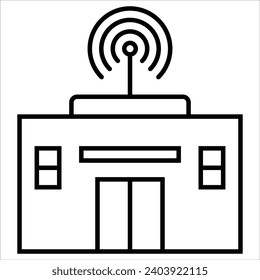 Radio Station, Building icon, landmark sign vector illustration 