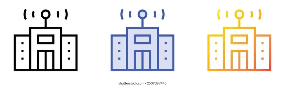 radio station icon. Linear, Blue Fill and Gradient Style Design Isolated On White Background