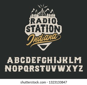 Radio Station. Logo and hand made font. Original typeface. Indiana radio station. Vintage style.