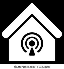 Radio Station vector icon. Flat white symbol. Pictogram is isolated on a black background. Designed for web and software interfaces.