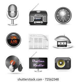 radio station vector icon set