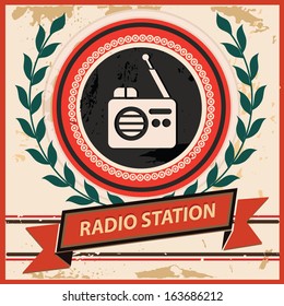 Radio symbol,Vintage style,vector