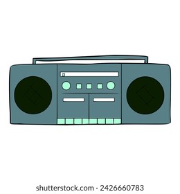 radio tape player illustration Colored hand drawn	