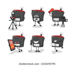 radio technology group character. cartoon mascot vector