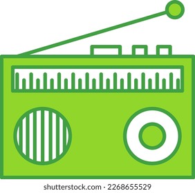 Radio technology icon with green outline style. Concept, digital, data, abstract, network, internet, tech. Vector Illustration