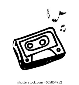 radio technology with notes music icon, vector illustration design
