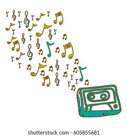 radio technology with notes music icon, vector illustration design