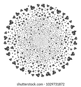 Radio Telescope festive round cluster. Object pattern created from random radio telescope pictographs as fireworks sphere. Vector illustration style is flat iconic symbols.