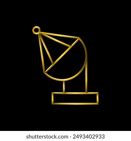 Radio telescope icon. Metallic gold icons set collection.	