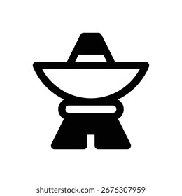 Radio telescope. Outlined stroke vector icon with black-filled details.