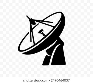 Radio telescope and satellite dish, graphic design. Telecommunication, communication, science and technology, vector design and illustration