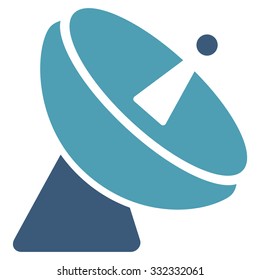 Radio Telescope vector icon. Style is flat bicolor cyan and blue symbol, rounded angles, white background.