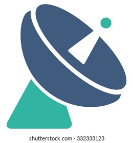 Radio Telescope vector icon. Style is flat bicolor cobalt and cyan symbol, rounded angles, white background.