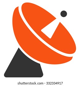 Radio Telescope vector icon. Style is flat bicolor orange and gray symbol, rounded angles, white background.