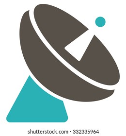 Radio Telescope vector icon. Style is flat bicolor grey and cyan symbol, rounded angles, white background.