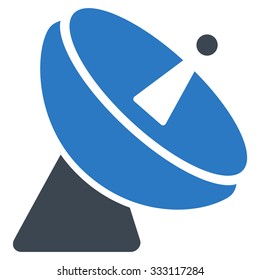 Radio Telescope vector icon. Style is flat bicolor smooth blue symbol, rounded angles, white background.
