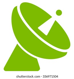 Radio Telescope vector icon. Style is flat eco green symbol, rounded angles, white background.