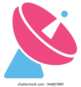 Radio Telescope vector icon. Style is flat bicolor pink and blue symbol, rounded angles, white background.