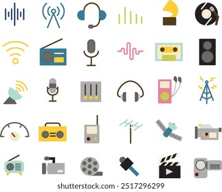 Tema de radio coloreado icono plano