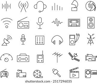 Icono de contorno liso de tema de radio